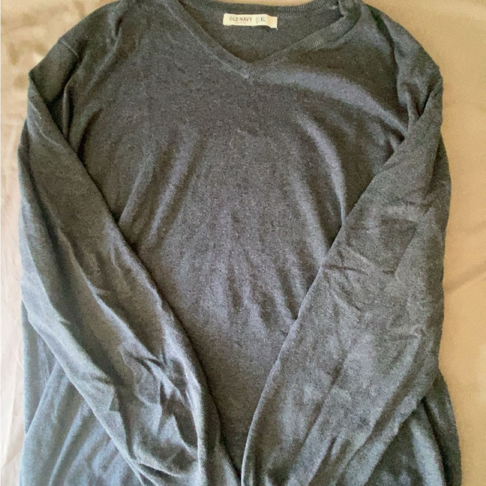 Old Navy Men's Dark Charcoal V-Neck Sweater